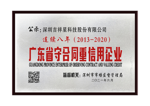 2013~2020年广东省守合同重信用企业
